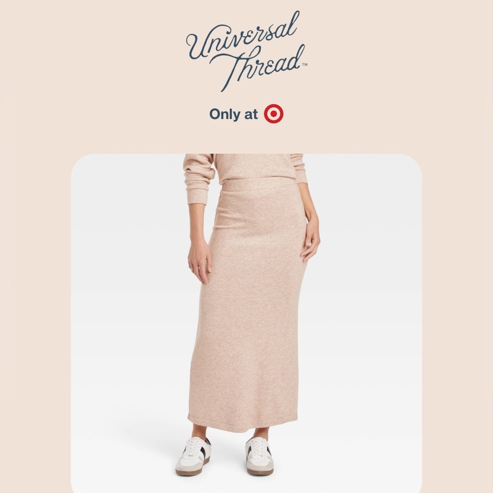 Universal Thread Tan Pencil Maxi Skirt with Ruched Detail